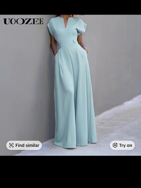 UOOZEE Light Blue Wide-Leg Jumpsuit